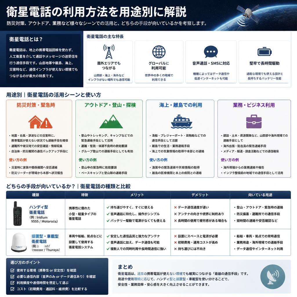 用途別の衛星電話選び