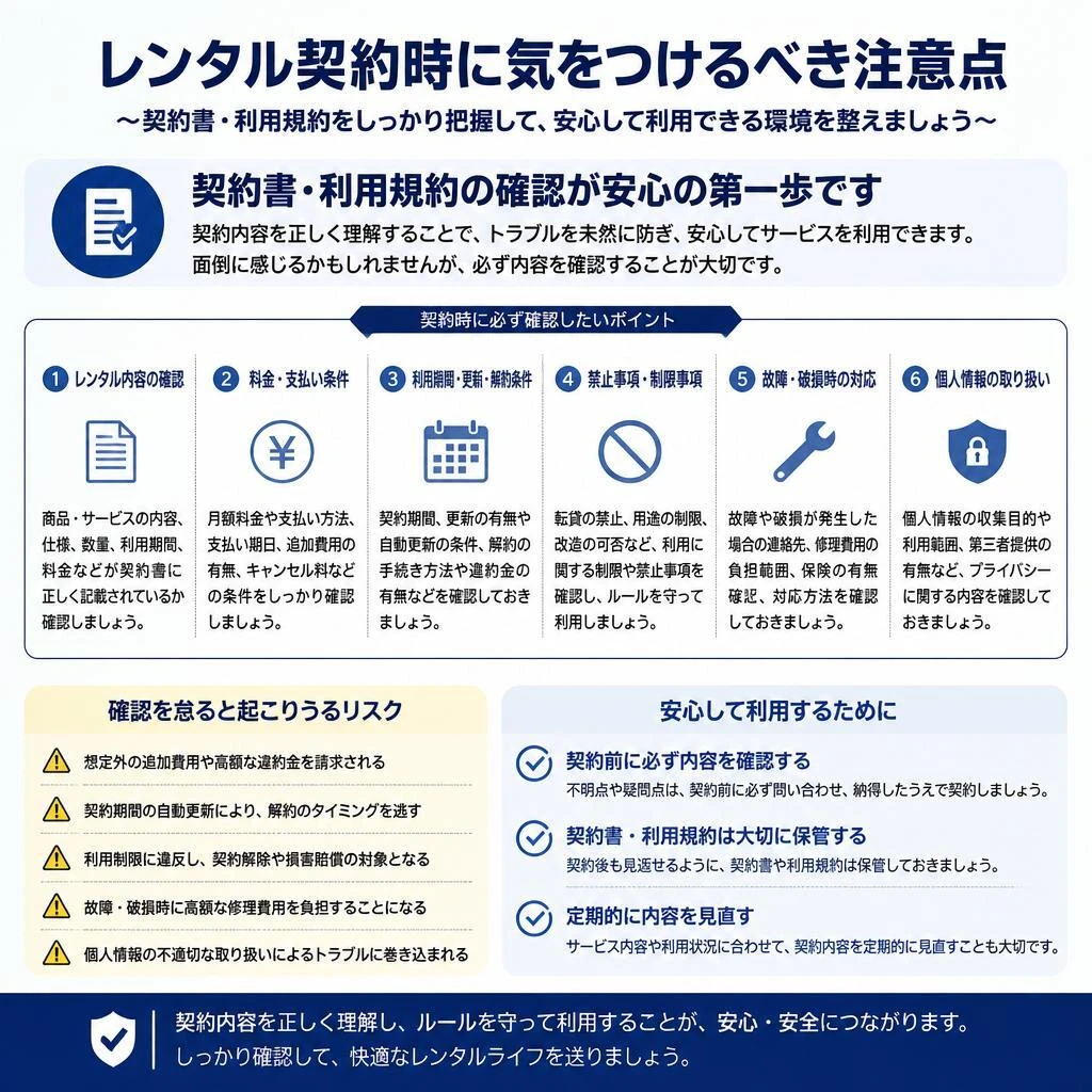 レンタル時の注意点
