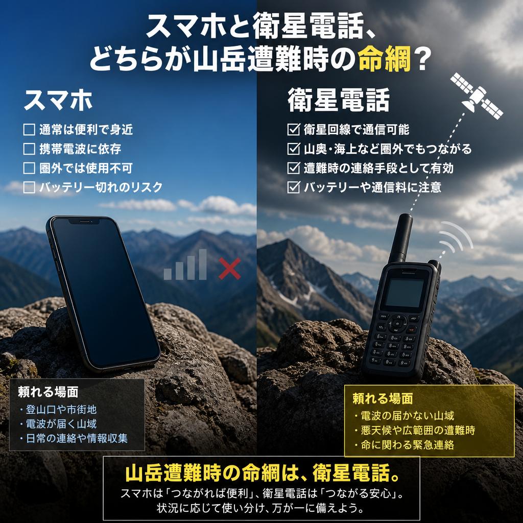 スマホと衛星電話、どちらが山岳遭難時の命綱？