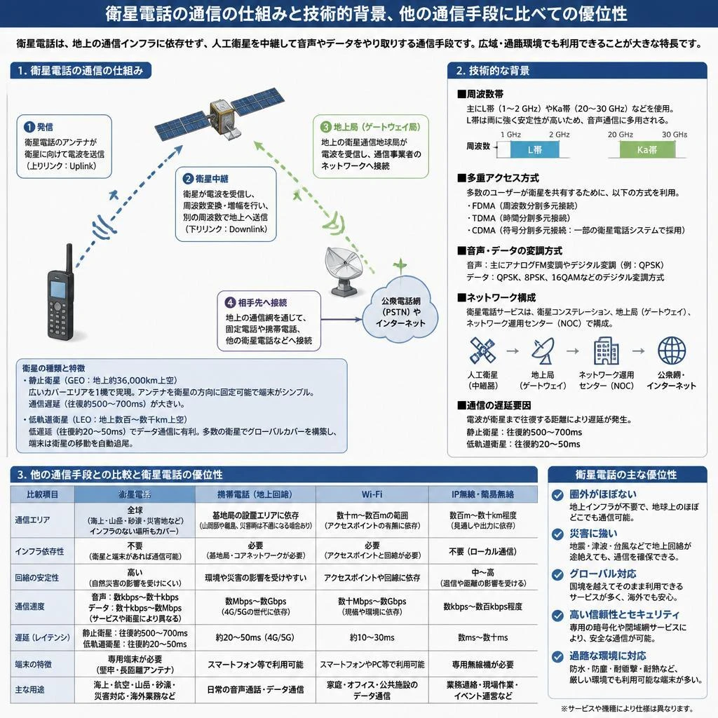 衛星電話の接続原理とその強み